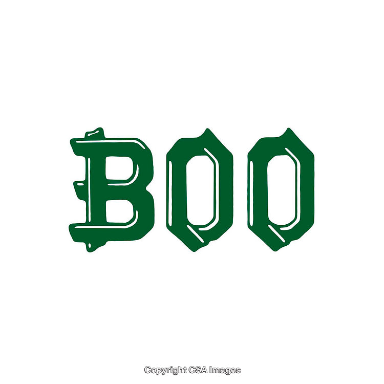 Retro Styled Green 'Boo' Text Design on White Background