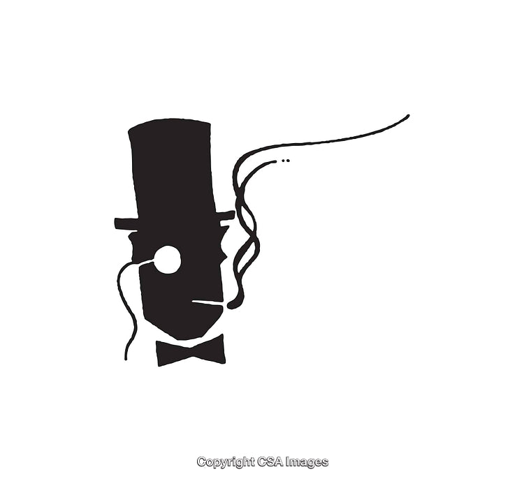 Minimalist Line Art of Gentleman with Monocle, Hat, and Bow Tie