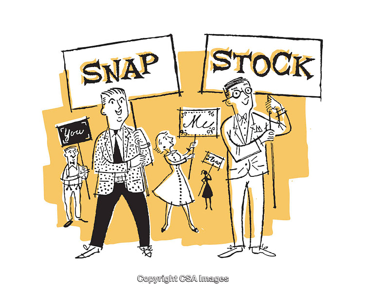 Retro Style Illustration of Individuals Holding Signs in a Group Setting