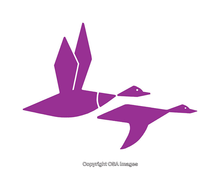 Abstract Purple Graphic Design of Flying Ducks in Minimalist Style