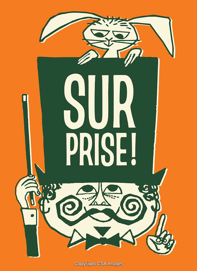 Colorful Illustration of a Magician's Hat with a Rabbit Surprise