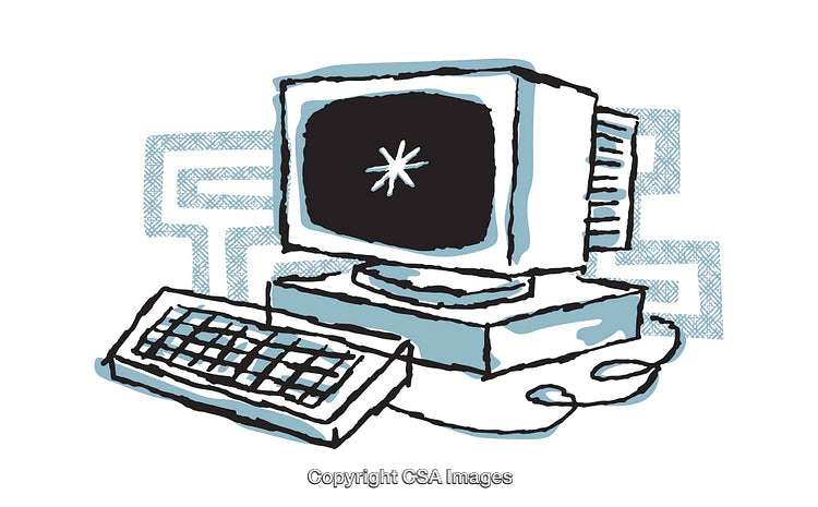 Colorful Hand-Drawn Illustration of a Retro Computer Setup