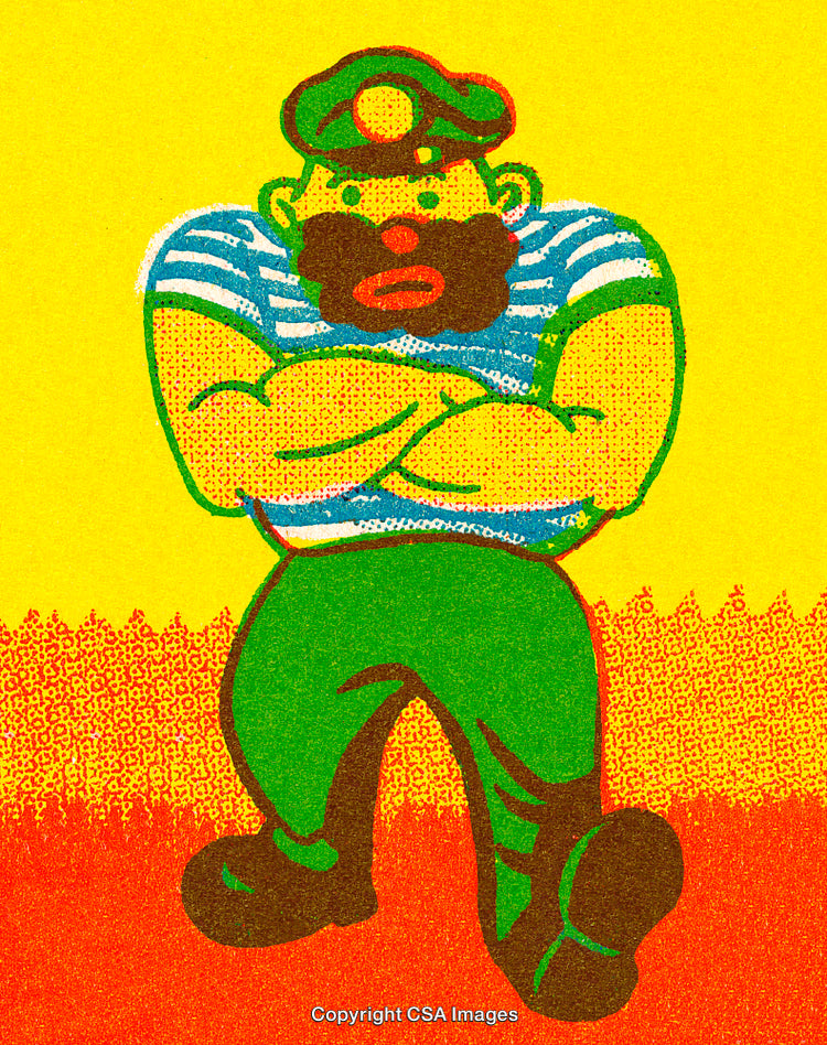 Vintage Cartoon Sailor with Strong Pose in Bold Artistic Style