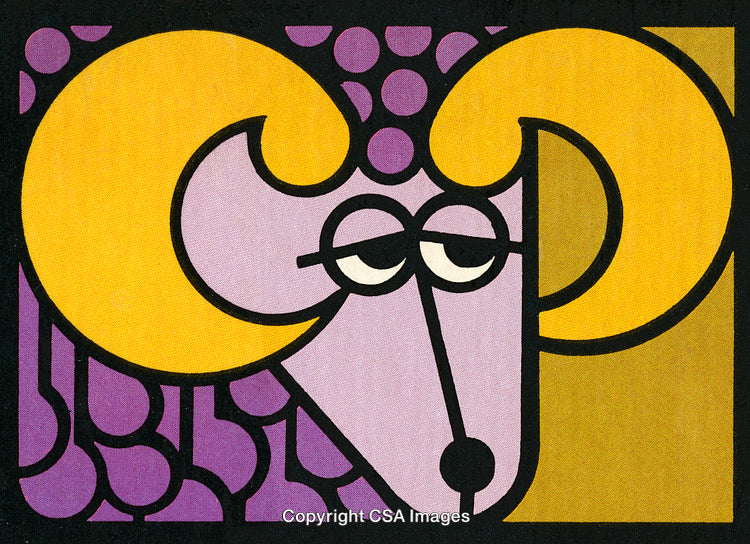 Colorful Abstract Illustration of a Goat with Geometric Shapes and Vibrant Colors