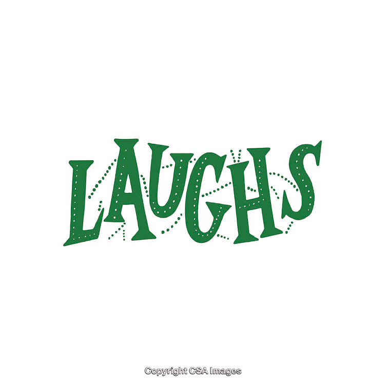 Decorative Green Typographic Art Featuring The Word 'Laughs' With Stunning Design