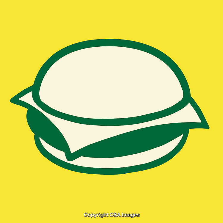 Minimalist Illustration of a Hamburger on a Vibrant Yellow Background