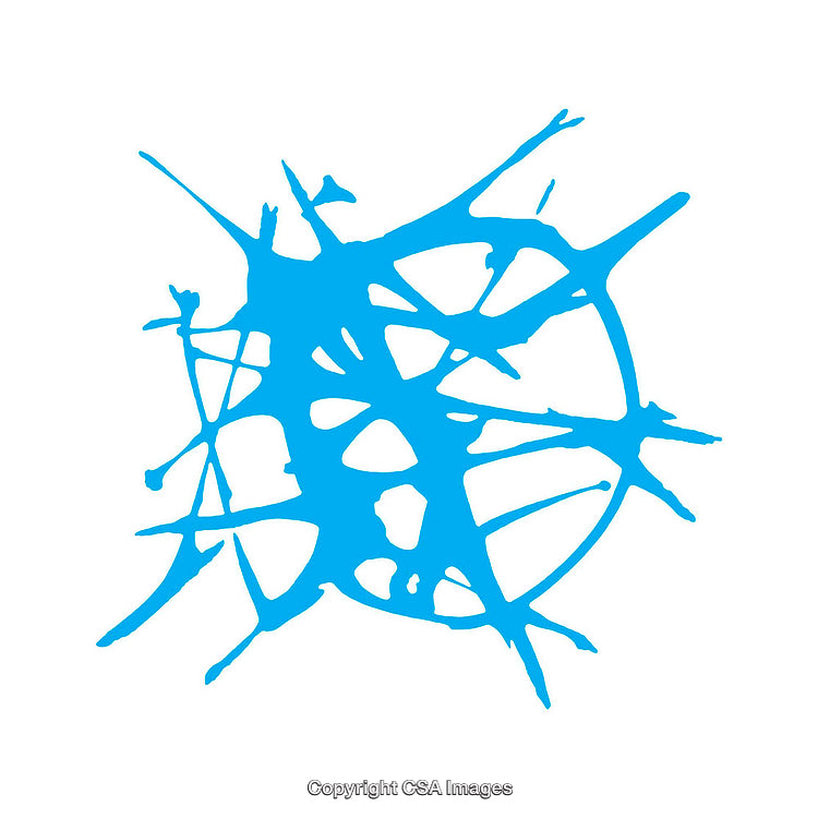 Abstract Blue Shape With Organic and Geometric Features on a White Background