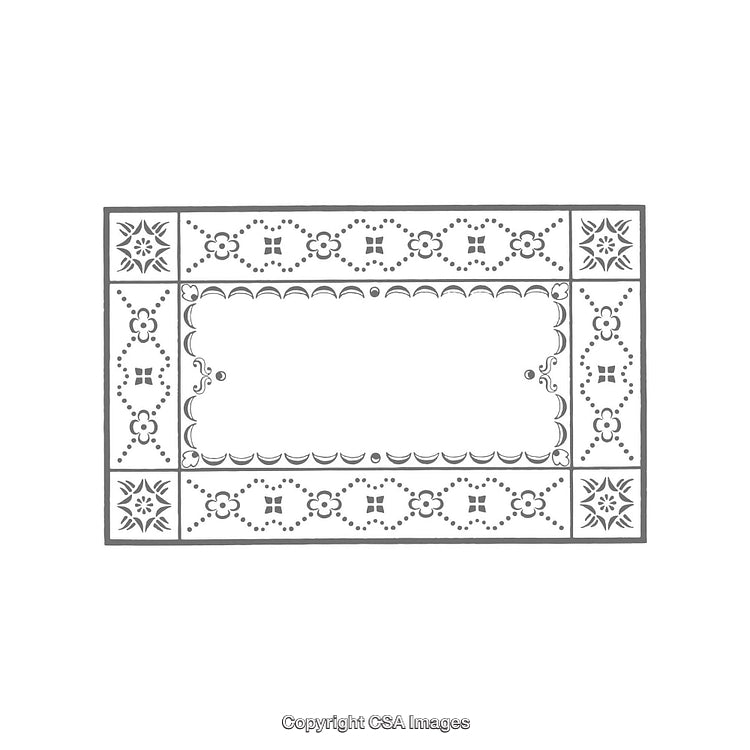Ornate Rectangular Decorative Frame with Floral and Geometric Patterns