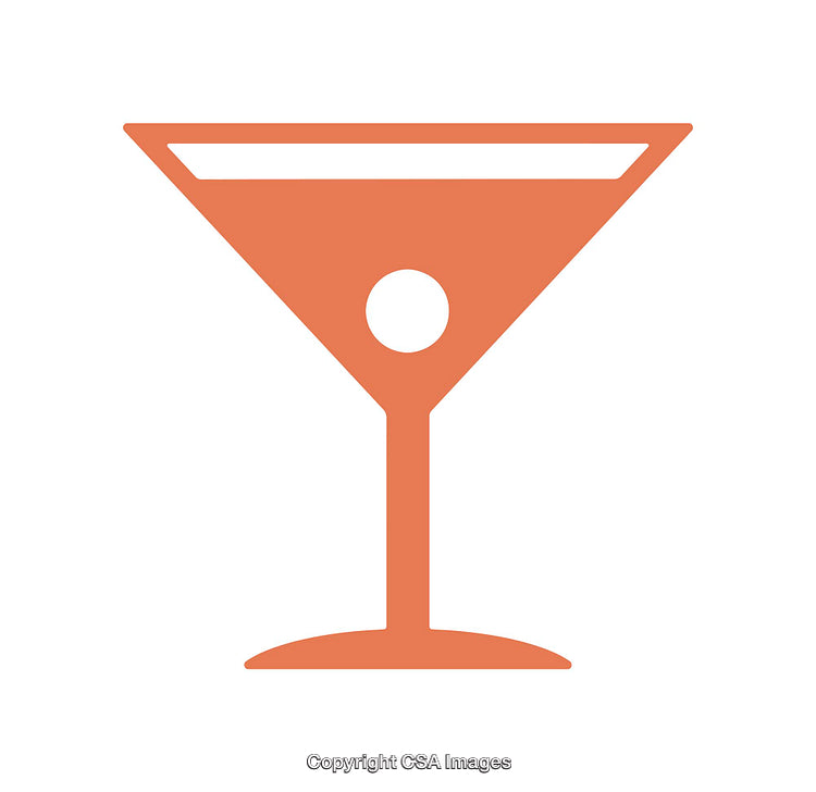 Simple Icon of a Martini Glass in Orange Hue on White Background