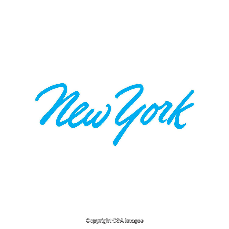 Stylish Blue Calligraphy of 'New York' on White Background