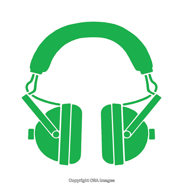 Green Headphone Icon on White Background for Music and Electronics