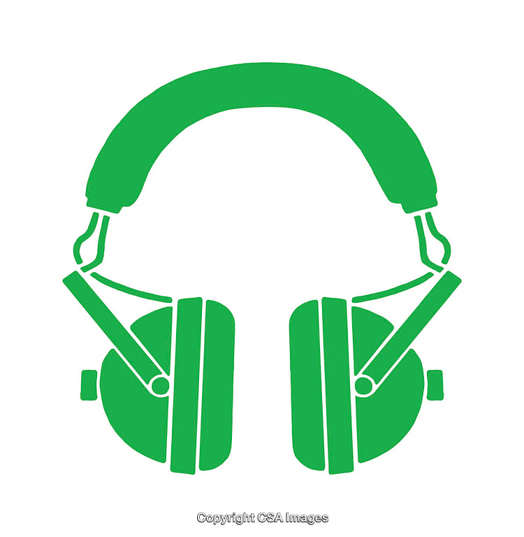 Green Headphone Icon on White Background for Music and Electronics