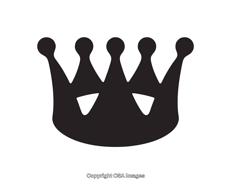 Black Silhouette of a Crown Icon on White Background