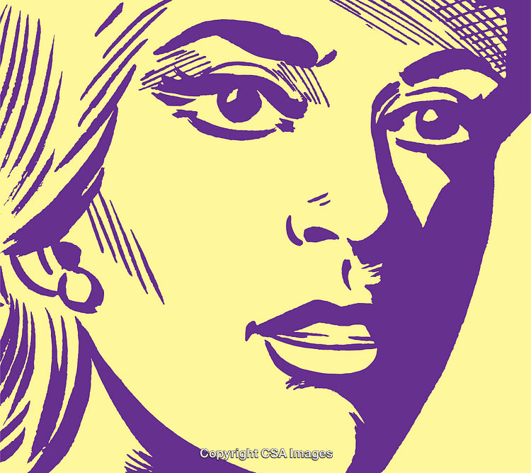 Colorful Pop Art Style Woman Portrait with Distinct Lines