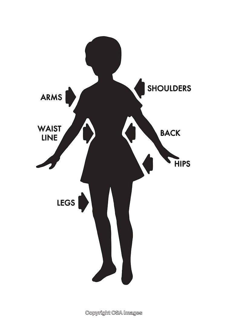Silhouette Anatomy Diagram Highlighting Human Body Areas for Fitness and Health