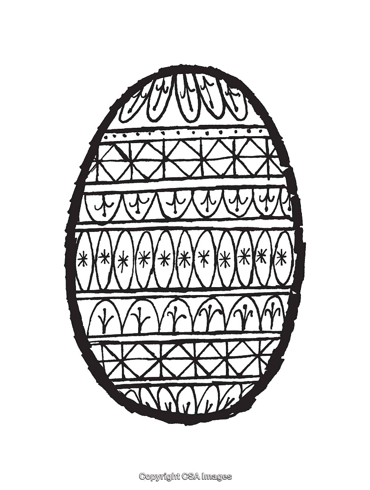 Decorative Black and White Artistic Easter Egg Line Art Drawing