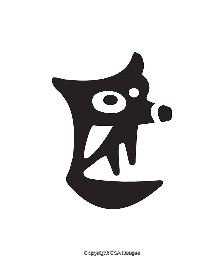 Black and White Abstract Line Art Icon with Geometric Elements