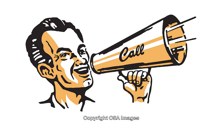 Retro Styled Illustration of a Man Shouting Into a Megaphone