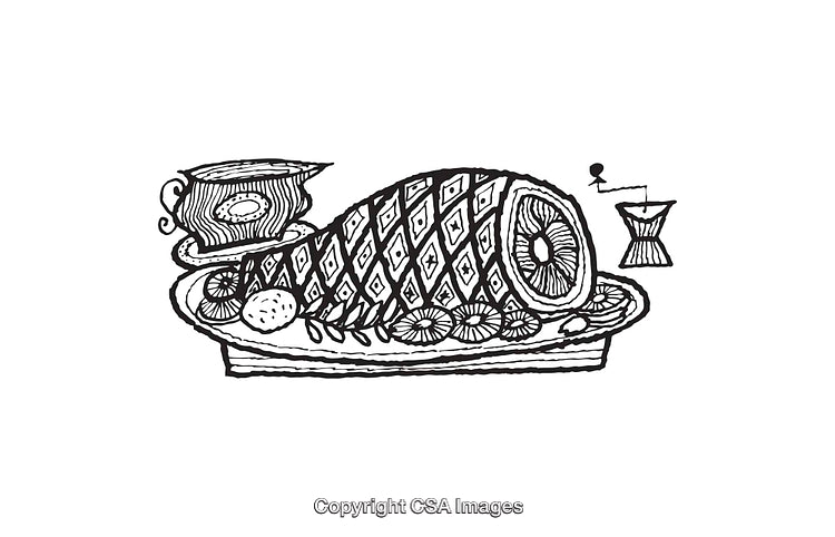 Illustration of a Decorative Meat Dish with Unique Pattern
