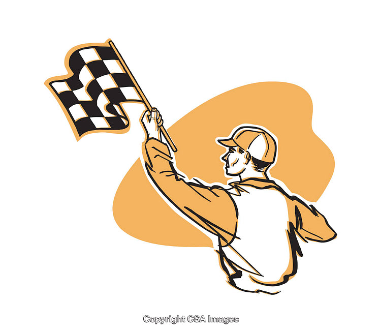 Illustration of a Person Holding a Racing Checkered Flag