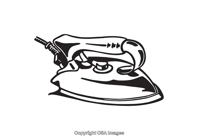 Vintage Iron Line Art Illustration on White Background