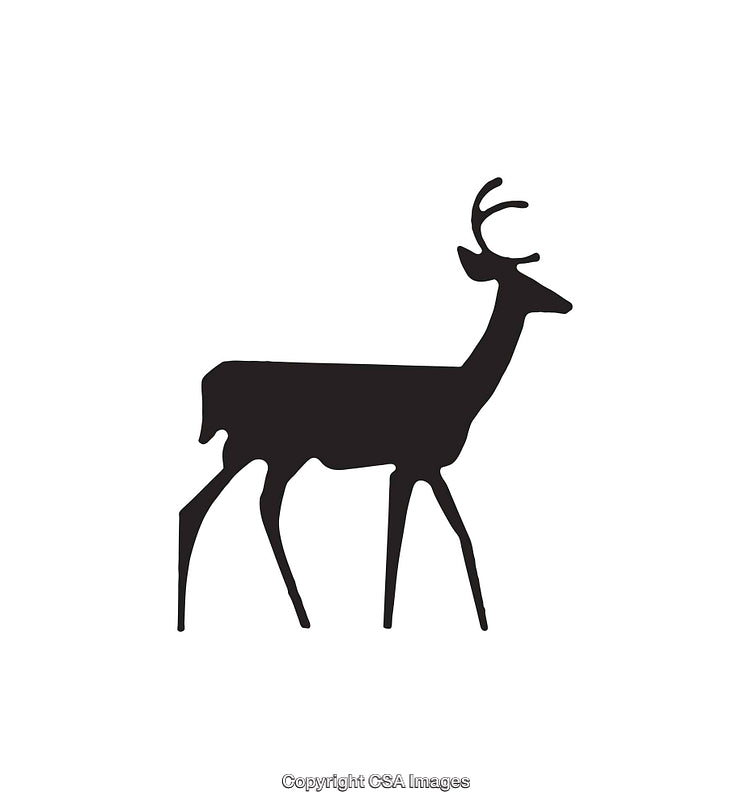 Minimalistic Black and White Silhouette of a Deer in Profile