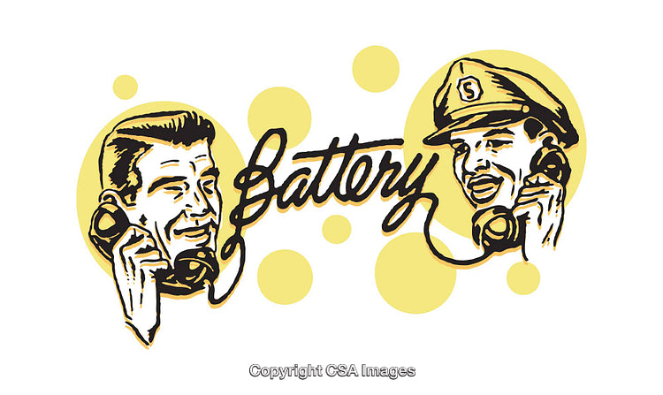 Retro Illustration of Two Men Engaging in Communication Over Telephones