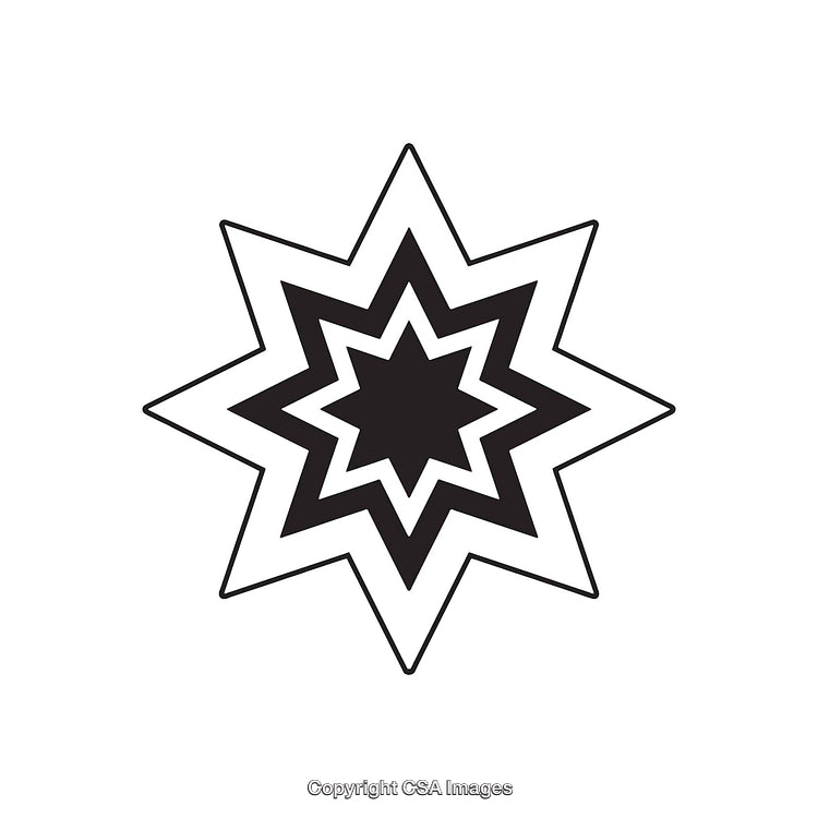 Black and White Geometric Star Shape with Bold Patterns