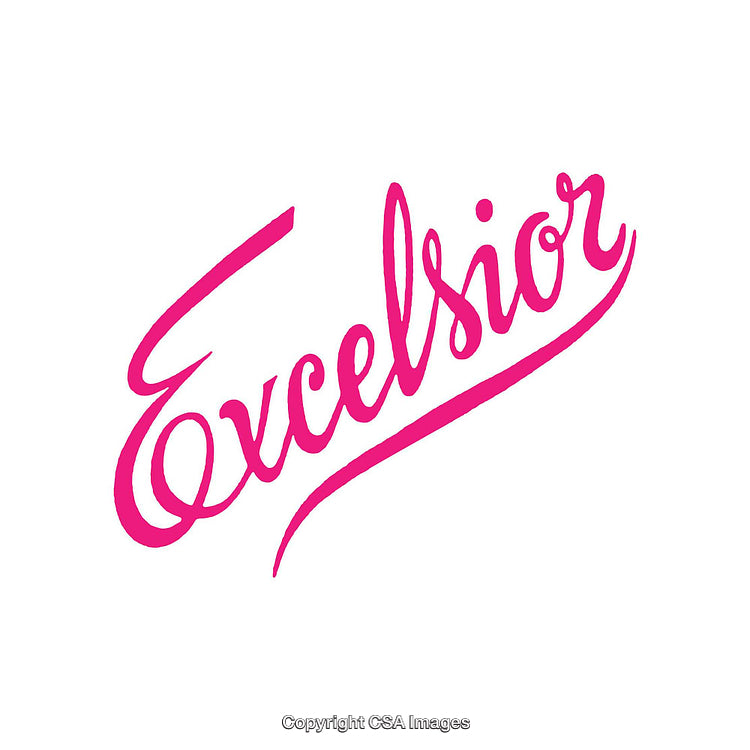 Stylish Pink Excelsior Typography Logo Design Isolated on White Background