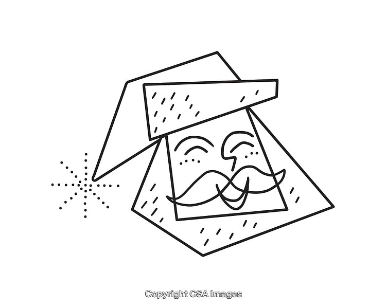 Whimsical Black and White Line Art of a Laughing Character