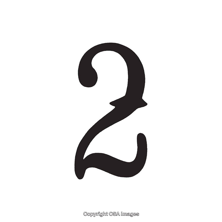 Stylized Black Number Two on a White Background
