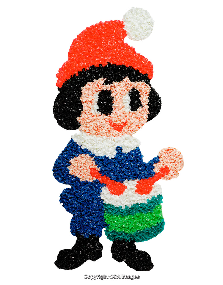 Creative Plastic Toy Figure Depicting Festive Drummer in Bright Vibrant Colors