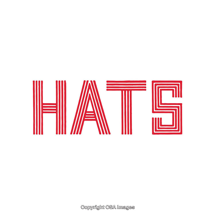 Modern Typography Graphic with Red Text Featuring 'Hats' Design