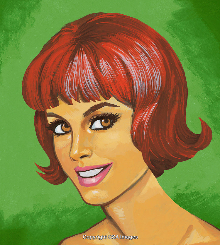 Vibrant Portrait Illustration of a Smiling Woman with Red Hair