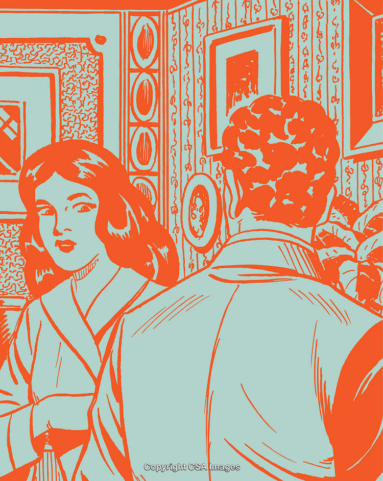 Retro Artistic Depiction of a Couple in Vibrant Colors