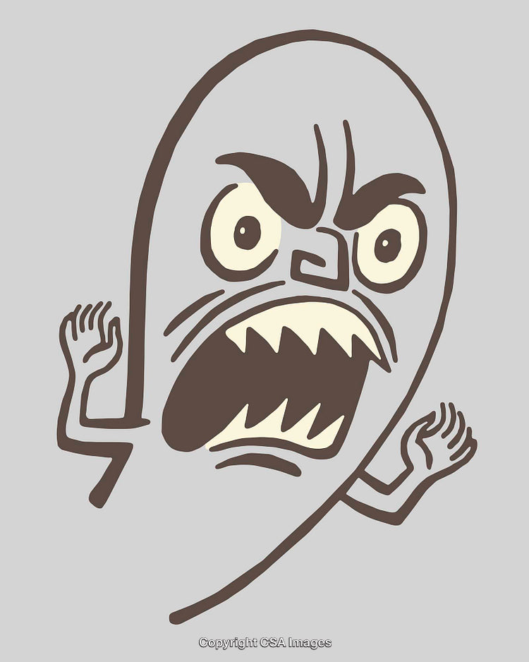 Expressive Cartoon Ghost Illustration with Bold Lines and Dynamic Expression