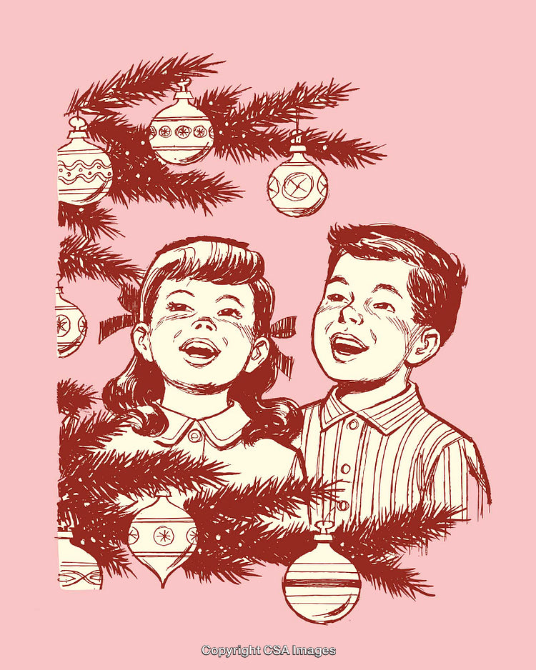 Children Singing Christmas Carols Surrounded by Festive Holiday Decorations