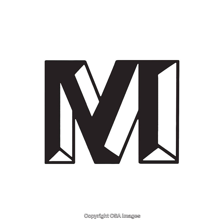 Bold Geometric Letter M With Stylish Monochrome Design Concept