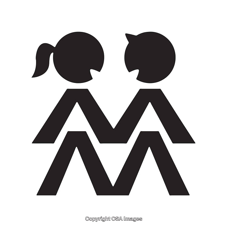 Abstract Black and White Icon Depicting Two Human Stick Figures