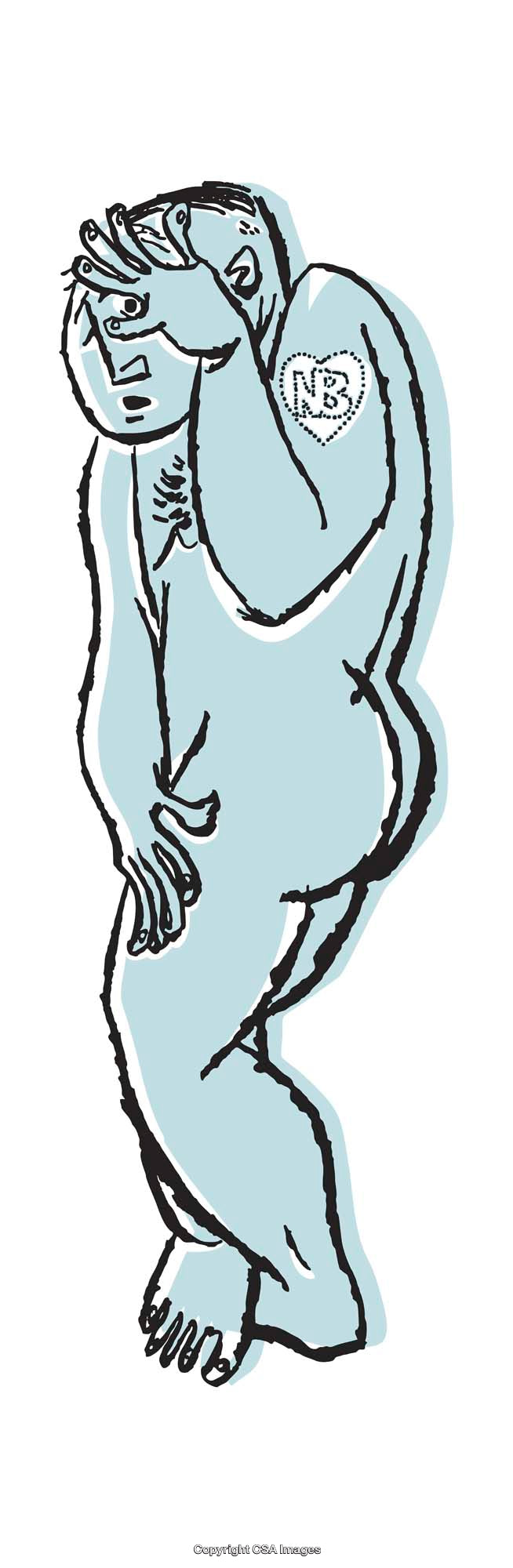 Abstract Illustration Highlighting a Thoughtful Figure in Blue Tones