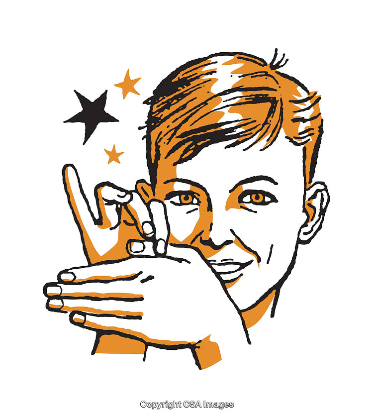 Illustrated Boy Holding Hands With Stars in a Creative Art Style