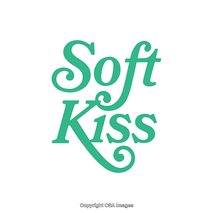 Elegant Green Typography Artwork Featuring the Text 'Soft Kiss' in Artistic Style