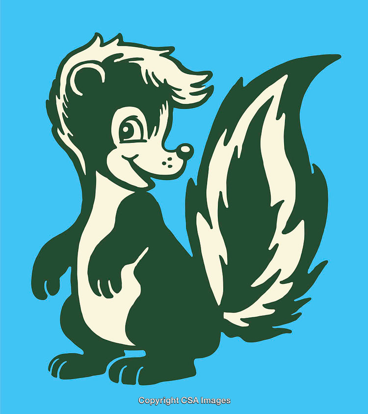 Cute Colorful Line Art Illustration of a Smiling Cartoon Skunk