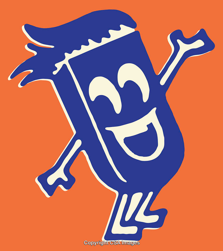Cheerful Illustrated Character on Vibrant Orange Background