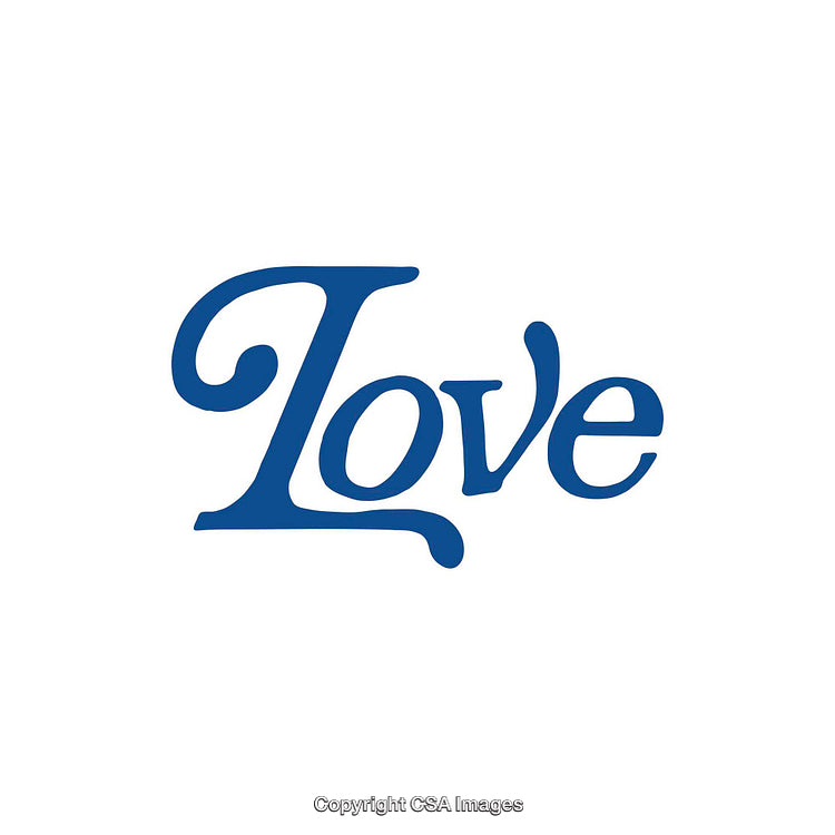Artistic Blue Typography Design Representing the Word 'Love' on White Background