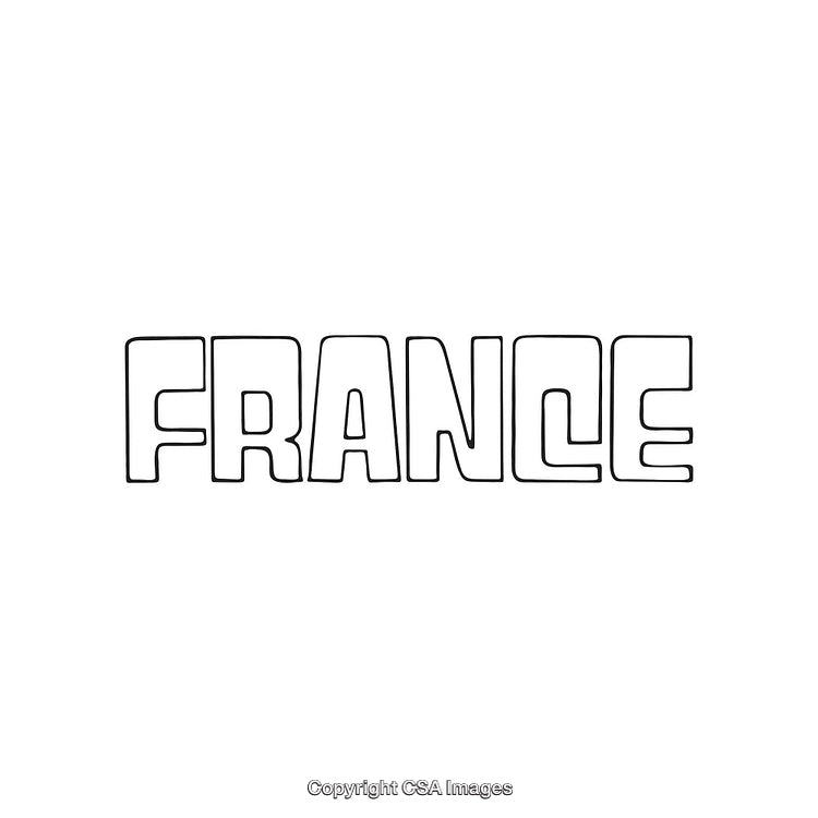 Stylized Outline Text Displaying the Word France on a White Background