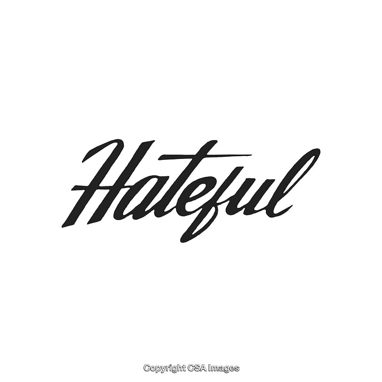 Stylized Calligraphy of the Word Hateful on a Clean White Background