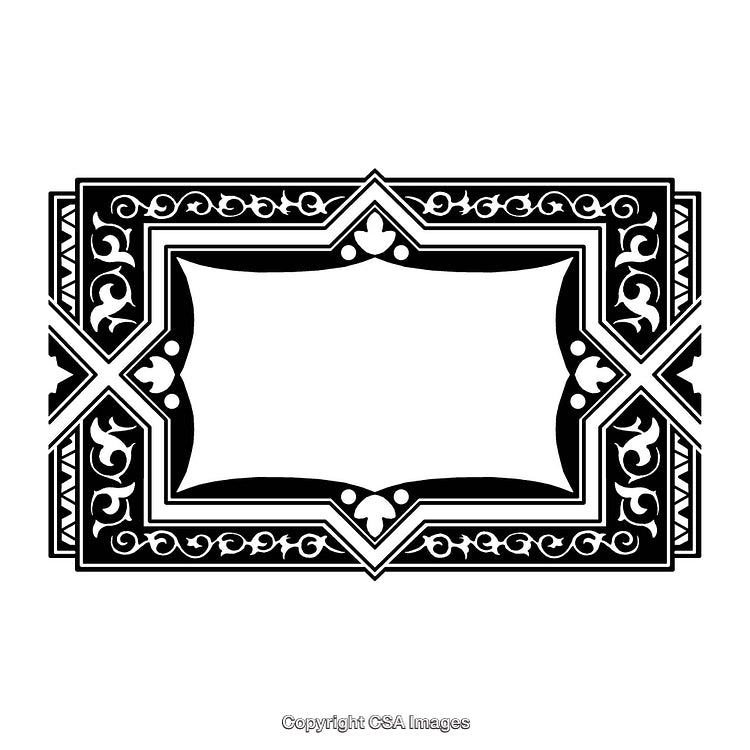 Intricate Black and White Decorative Border with Ornamental Details