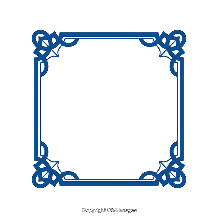Elegant Blue Decorative Frame with Ornate Corner Patterns for Design