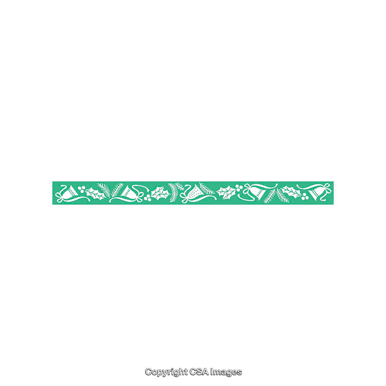 Festive Christmas Holiday Green Border with Bells and Holly Decorations